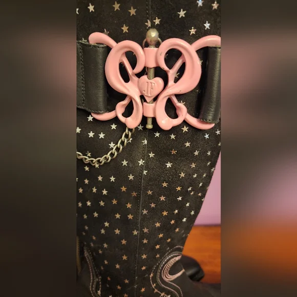 John Fluevog Autry Kay Tall Western Boots in Black Stars - Picture 2 of 13